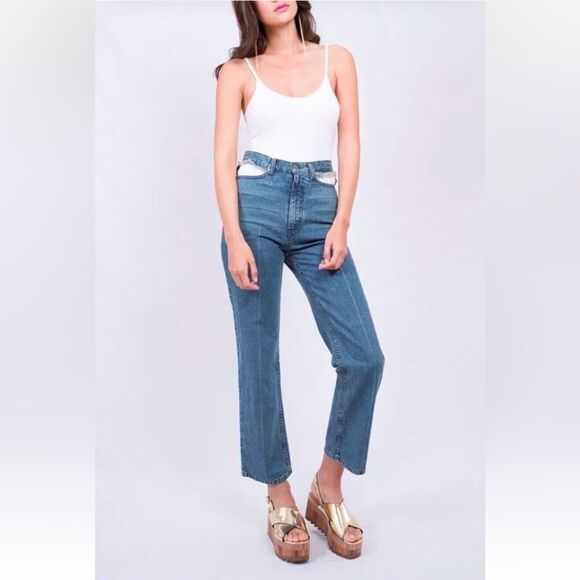 Rachel Comey cut out High-Waisted Blue Denim Jeans, US4 - Picture 5 of 14